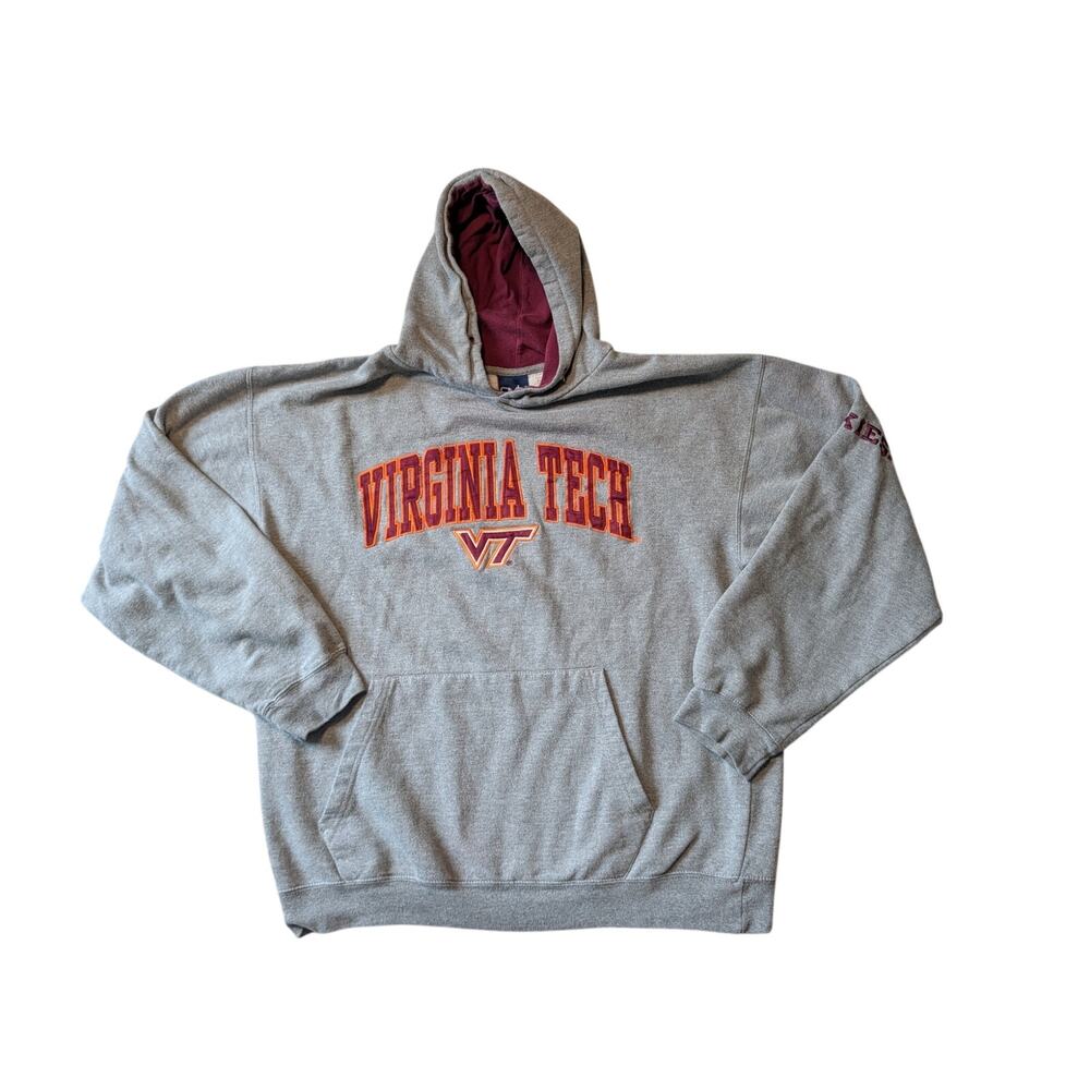 Vintage OVB Men's Virginia Tech Hokies Arch Spellout Pullover Hoodie Gray Size L